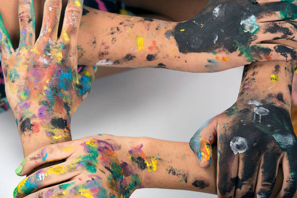 istock many teamwork people join colorful hand. 687068078