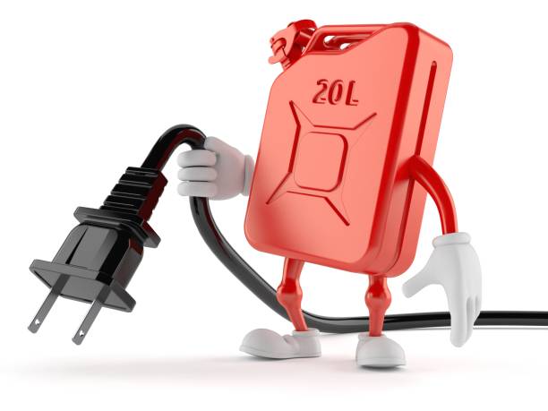 istock Petrol canister character holding electric plug 687090100