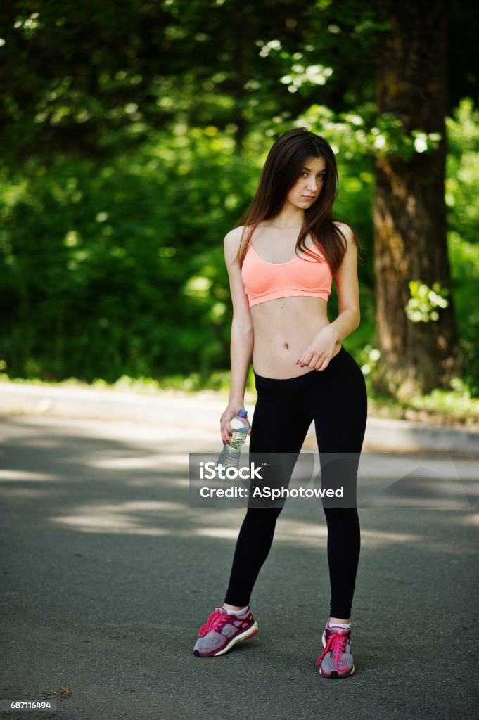 Fitness Sport Girl In Sportswear Outdoor Sports Urban Style Stock