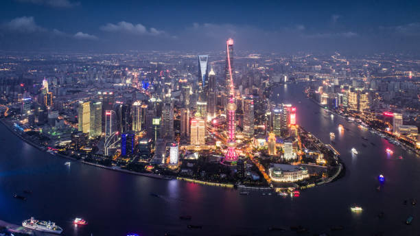istock aerial view of Shanghai at night 687116752