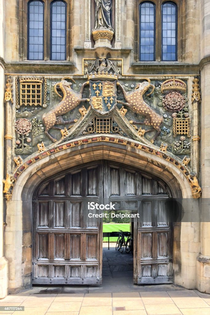 The great gate of Christ's college university of Cambridge, in Cambridge, UK Cambridge - England Stock Photo