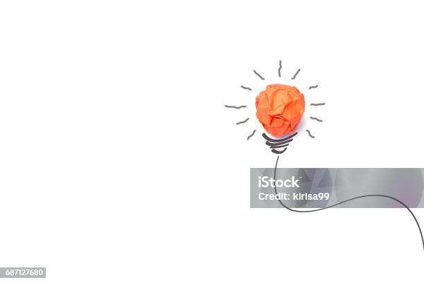 Concept Idea With Paper Light Bulb Isolate On White Background Stock Photo - Download Image Now