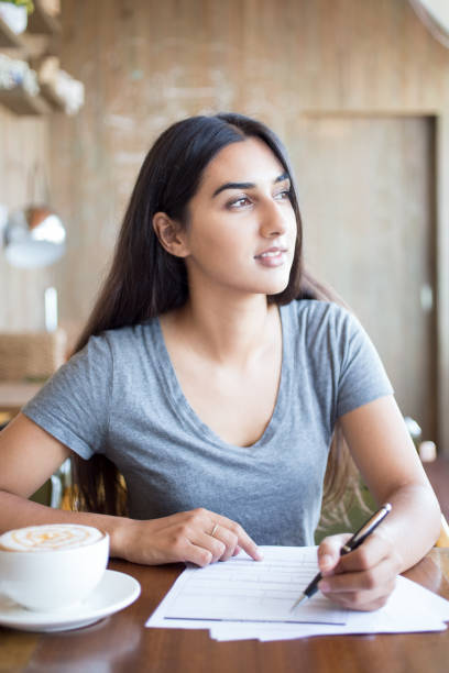 istock Pensive Indian female student thinking of education 687128186