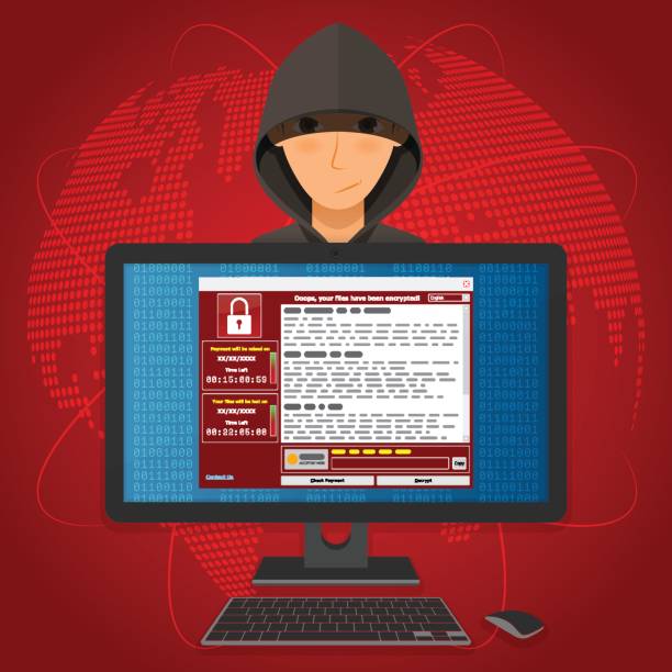 Virus Malware Ransomware wannacry encrypted your files and requires money Virus Malware Ransomware wannacry encrypted your files and requires money. Vector illustration concept. cyber security awareness stock illustrations