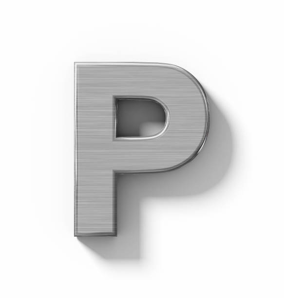 istock letter P 3D metal isolated on white with shadow - orthogonal projection 687143430