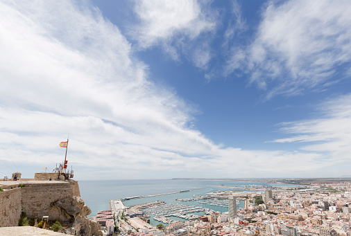 View of the city of Alicante in Spain, from the Castle of Santa Barbara.