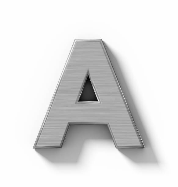istock letter A 3D metal isolated on white with shadow - orthogonal projection 687148882