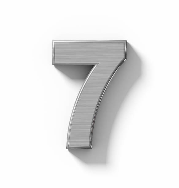 istock number 7 3D metal isolated on white with shadow - orthogonal projection 687149048