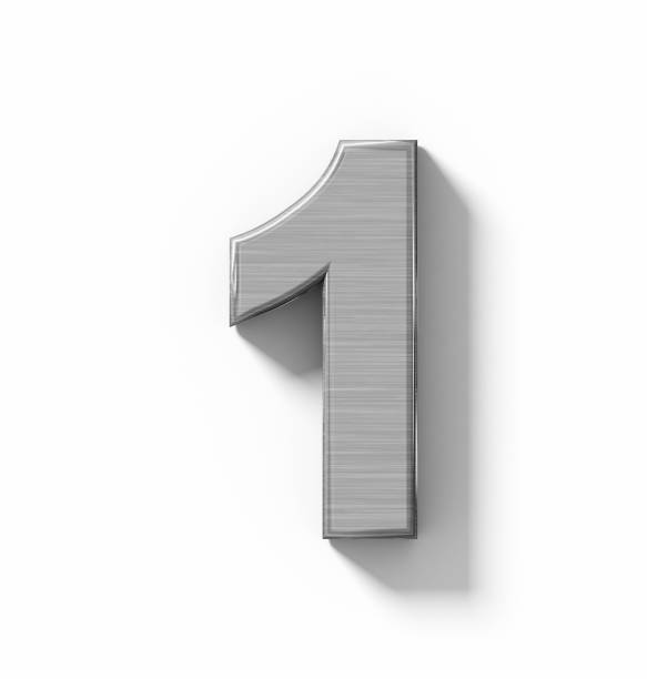 istock number 1 3D metal isolated on white with shadow - orthogonal projection 687149450