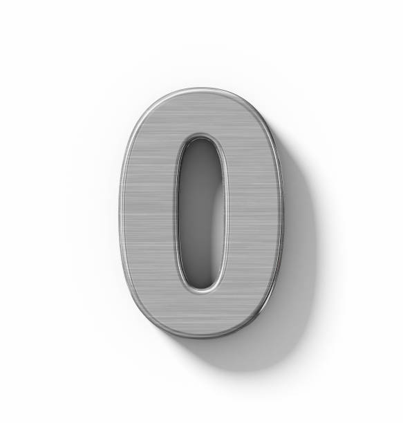 istock number 0 3D metal isolated on white with shadow - orthogonal projection 687151206