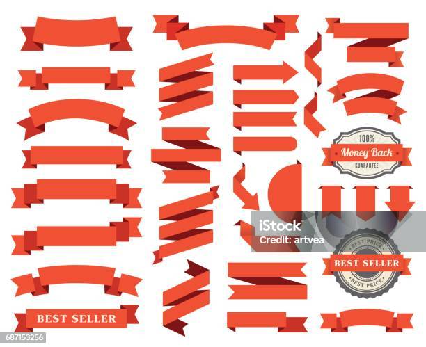 Set Of The Ribbons Stock Illustration - Download Image Now - Ribbon - Sewing Item, Award Ribbon, Banner - Sign