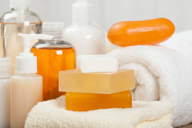 istock Soap Bar And Liquid. Shampoo, Shower Gel. Towels. Spa Kit. 687155550