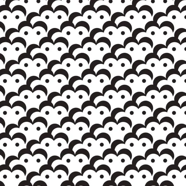 Vector illustration of black curves and circles pattern background