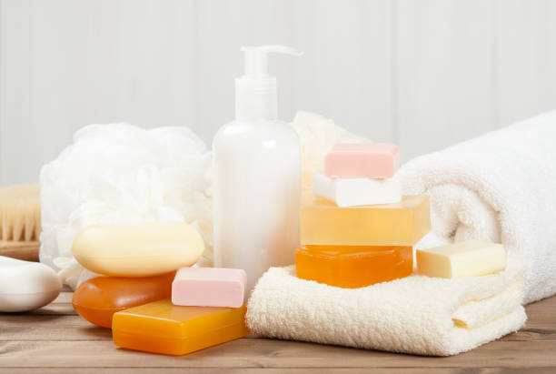 istock Soap Bar And Liquid. Shampoo, Shower Gel. Towels. Spa Kit. 687156204