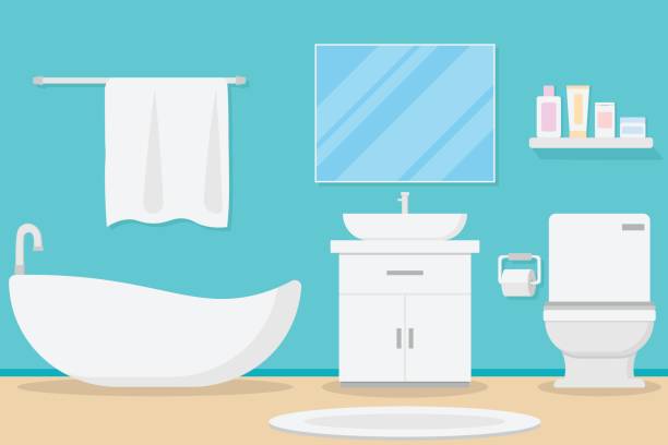 インテリア モダンなバスルーム design.vector とイラスト - bathroom sink illustrations点のイラスト素材／クリップアート素材／マンガ素材／アイコン素材