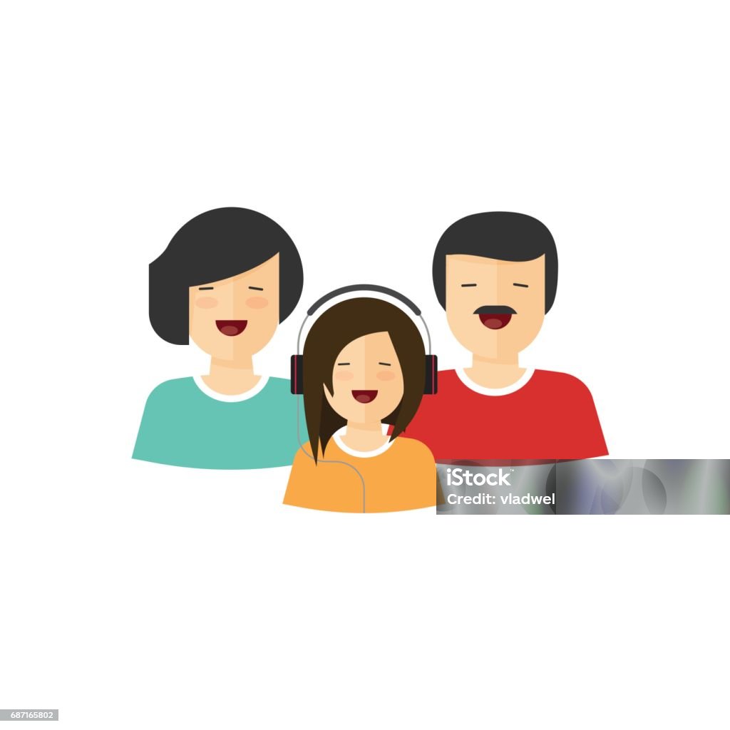 Happy Family Portrait View Vector Phim Hoạt Hình Phẳng Mẹ Và Con ...