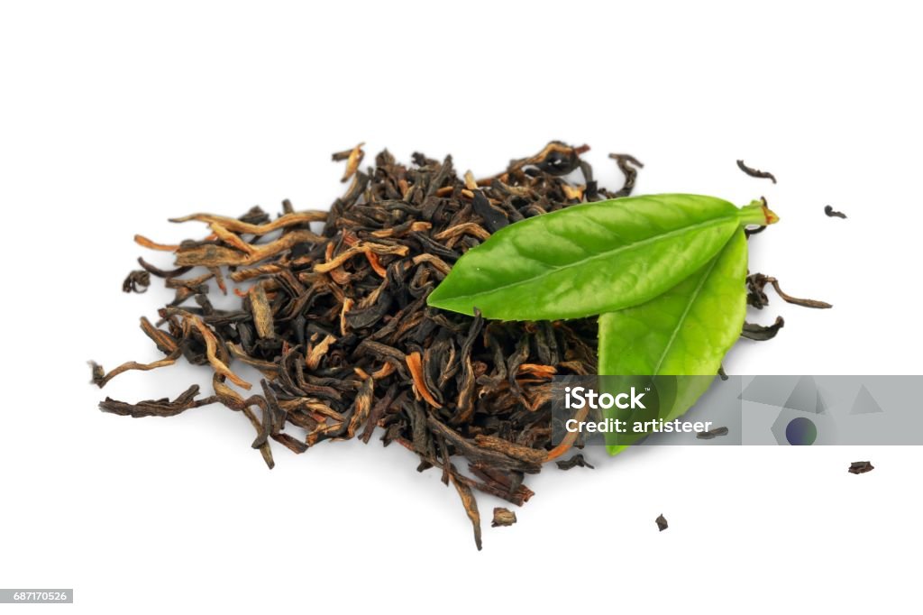 Tea. Tea and leaves isolated on white background Antioxidant Stock Photo