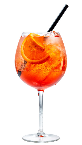glass of Spritz cocktail isolated on white background