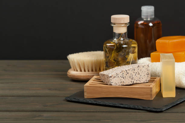 istock Toiletry Set. Handmade Soap. Essence, Towel. Body Care Kit. 687174760
