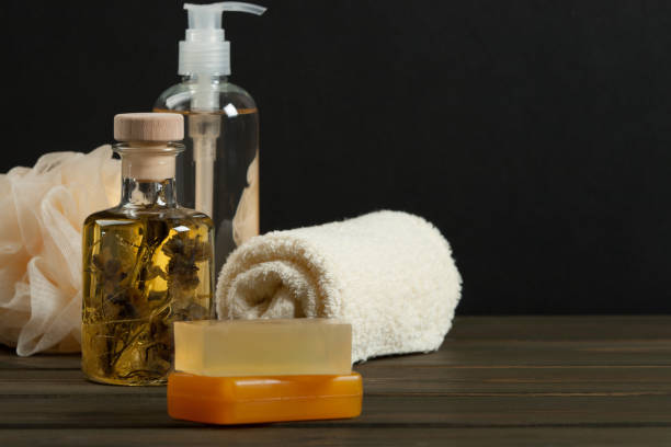 istock Toiletry Set. Soap, Shampoo, Essence, Towel. Body Care Kit. 687175250