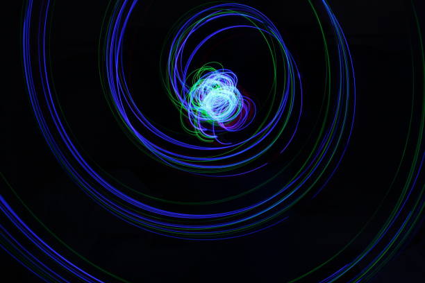 istock Multi-coloured fairy lights, light painting photography 687179636