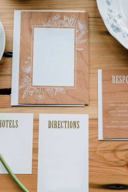 istock Real Wood Wedding Invitation Suite 687184524