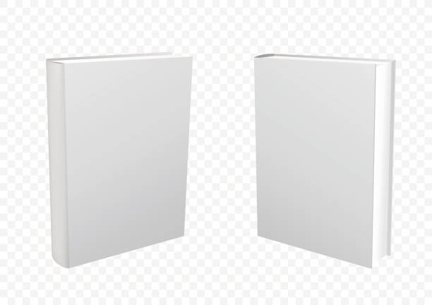 Books transparent background Standing closed white paper book on transparent background. Empty cover template. Education literature symbol. Author writer show product book display stock illustrations