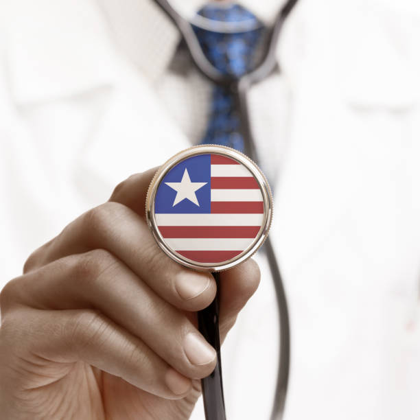 istock Stethoscope with national flag conceptual series - Liberia 687193560
