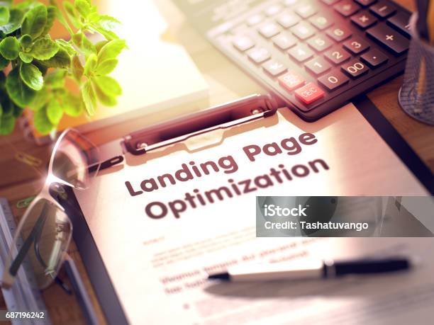 Landing Page Optimization Concept On Clipboard 3d Stock Photo - Download Image Now - Accuracy, Advertisement, Analyzing