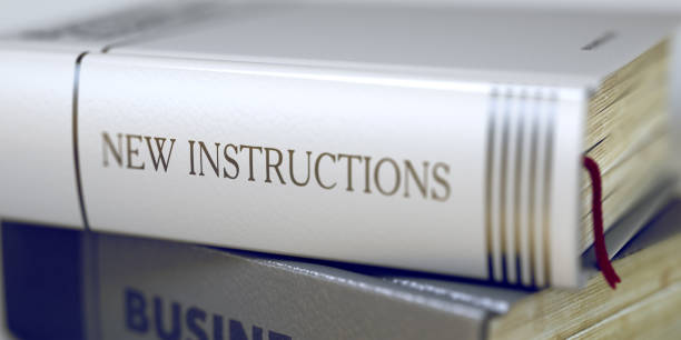 neukonzeption der anweisungen. buchtitel. 3d - legal system business book advice stock-fotos und bilder