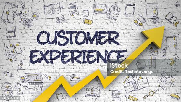 Customer Experience Drawn On White Brickwall 3d Stock Illustration - Download Image Now - Customer Experience, Customer, Expertise