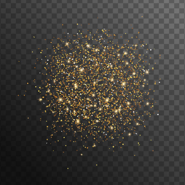 ilustrações de stock, clip art, desenhos animados e ícones de abstract gold glittering overlay effect - flakes