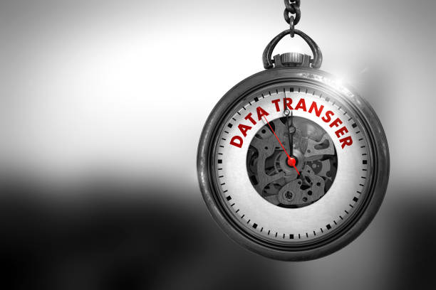 istock Data Transfer on Vintage Pocket Watch. 3D Illustration 687213528