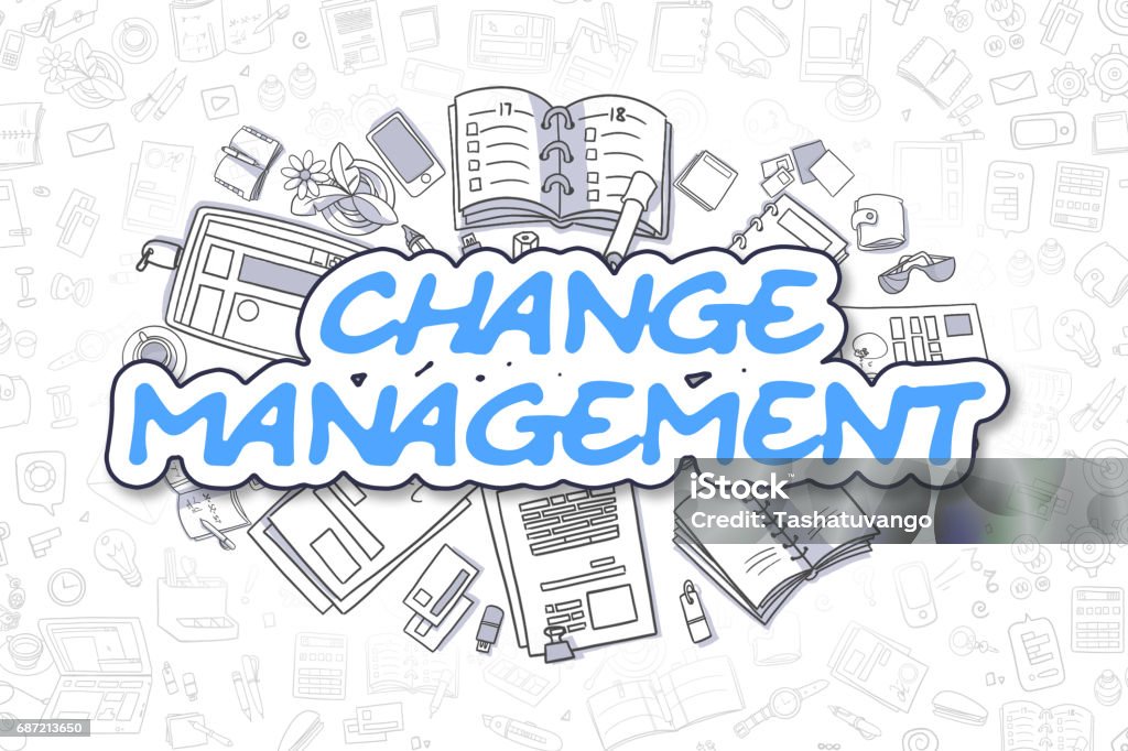 Change Management Cartoon Blue Text Business Concept Stock Illustration ...