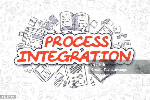 Integration Cartoon Graphics Process Integration Cartoon Red Word Business Concept Stock ...