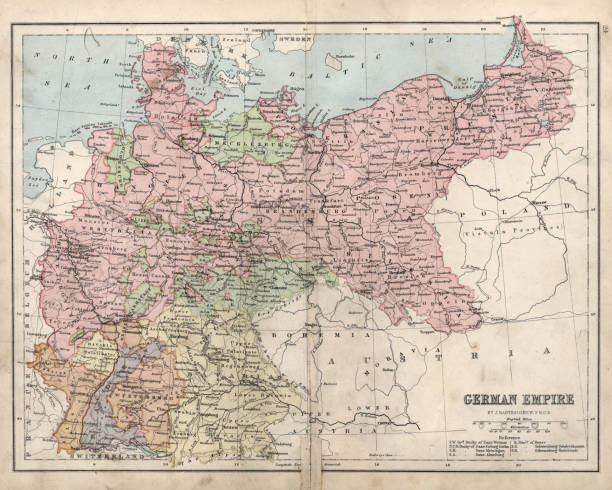Antique damaged map of German Empire 19th Century Antique damaged map of German Empire 19th Century empire stock illustrations