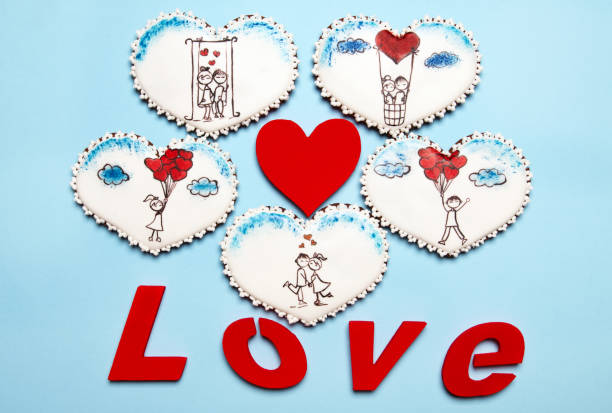 istock Valentine gifts. Gingerbread hearts with 687218966