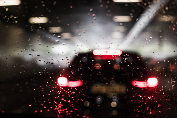 istock Stop-and-go traffic on a rainy day 687221812
