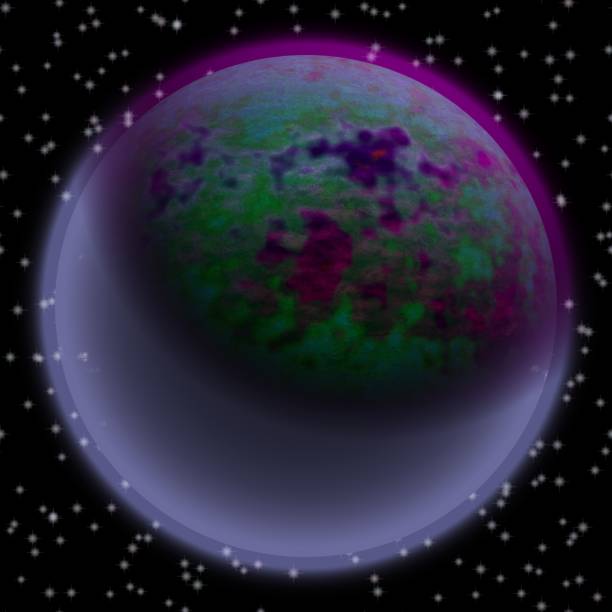 istock Lost planet in the far corner of universe. A planet with shinning atmosphere hidden  somewhere 687225146