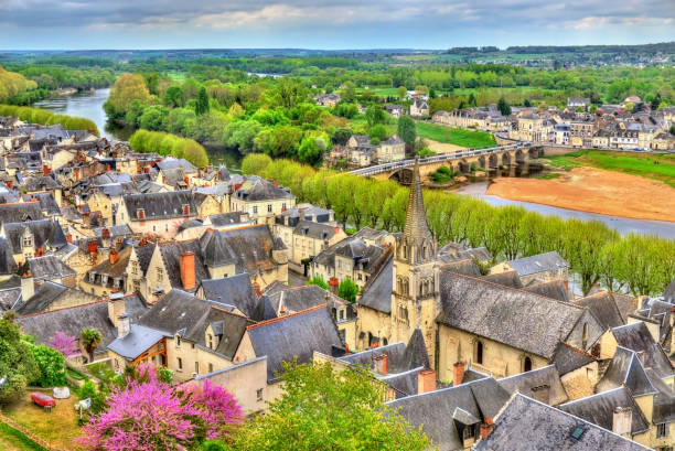 vista di chinon dal castello - francia - chinon foto e immagini stock