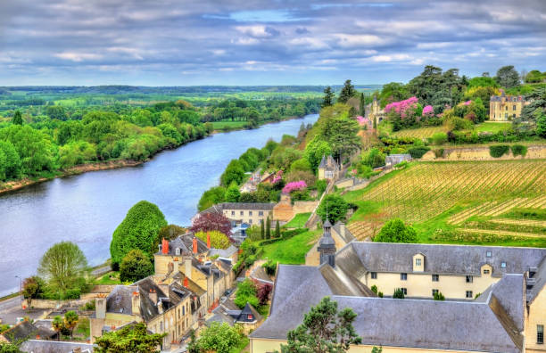 View of Chinon from the castle - France View of Chinon from the castle - France, the Vienne Valley loire valley stock pictures, royalty-free photos & images