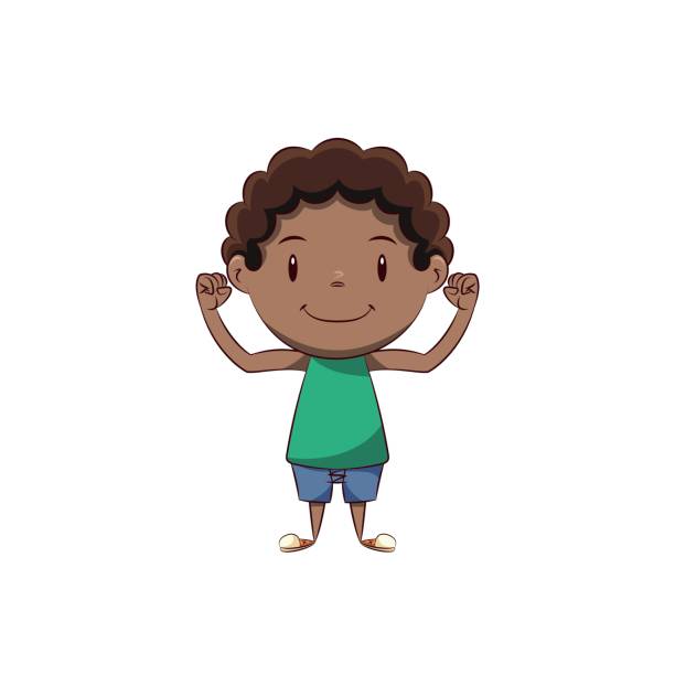 illustrazioni stock, clip art, cartoni animati e icone di tendenza di ragazzo che mostra i muscoli - flexing muscles child little boys bicep