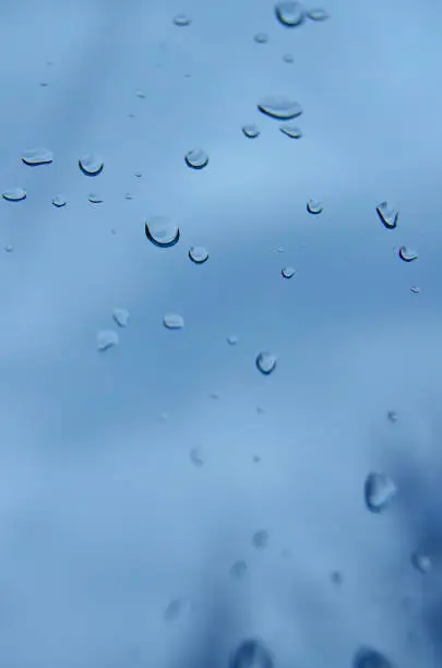 Drops on the window pane after rain.