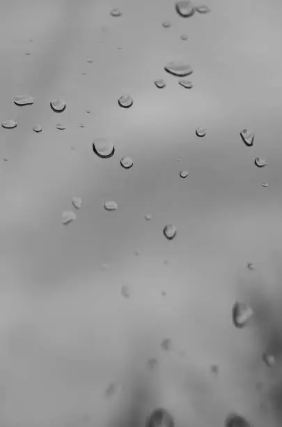 Drops on the window pane after rain.