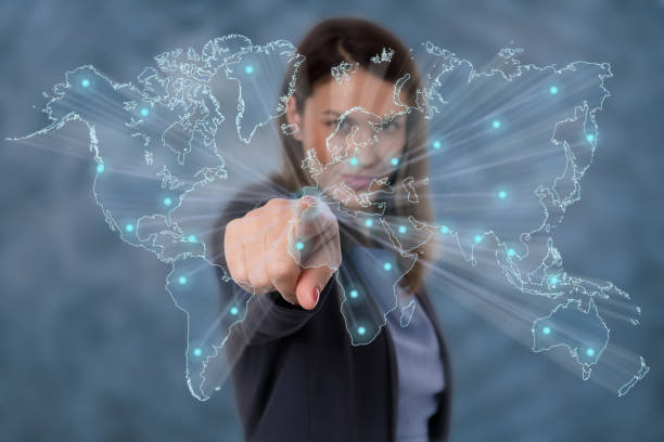 istock Business woman social network. 687258758