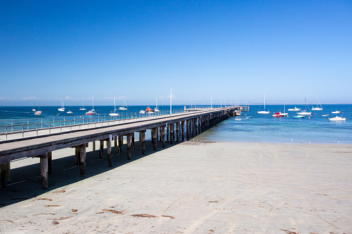 Flinders back beach and pier on a hot summer's afternoon in the Mornington Peninsula, Victoria, Australia