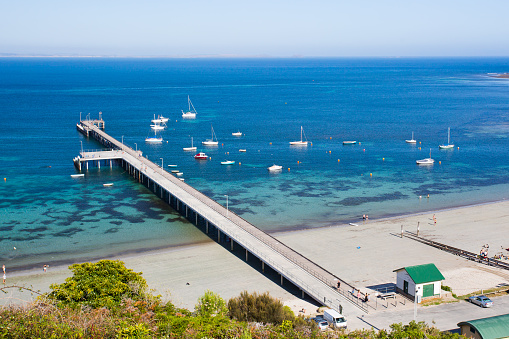 Flinders back beach and pier on a hot summer's evening in the Mornington Peninsula, Victoria, Australia