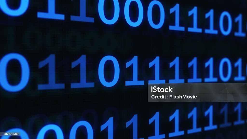 Abstract Binary Code On Blue Digital Screen Stock Photo - Download ...