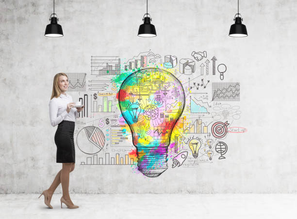 istock Bright idea and woman with coffee 687280988