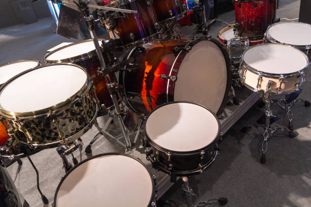 istock Accessories for drums in the music store. Musical instruments 687302538